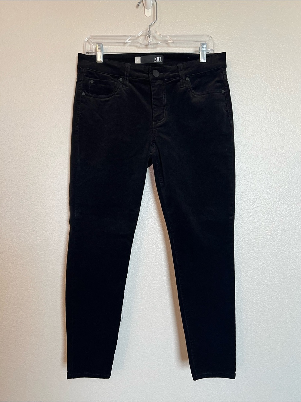 Kut from the Kloth Diana Skinny Corduroy Pants Womens 6 Petite Black